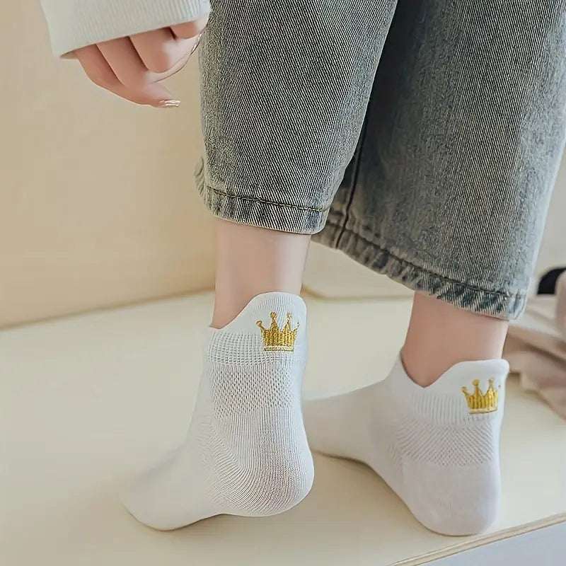 👑 Witte Sokken met Gouden Kroontje